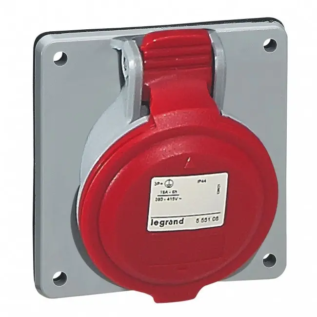КОНТАКТ ЗА ТАБЛО IP44 2P+E, 32A 380/415V LEGRAND - СИВ/ЧЕРВЕН