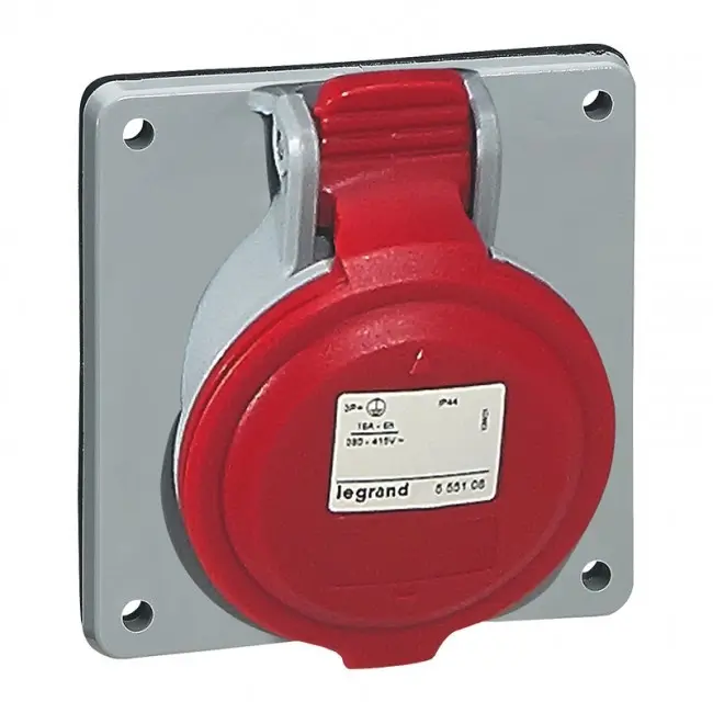 КОНТАКТ ЗА ТАБЛО IP44 3P+N+E, 32A 380/415V LEGRAND - СИВ/ЧЕРВЕН