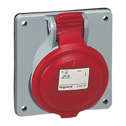 КОНТАКТ ЗА ТАБЛО IP44 3P+N+E, 32A 380/415V LEGRAND - СИВ/ЧЕРВЕН