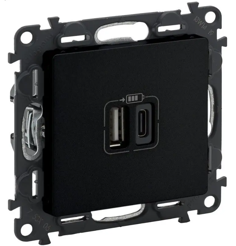 Priză 2xUSB A+C 5V 3A 15W LGR 756306 VALENA LIFE LEGRAND - NEGRU