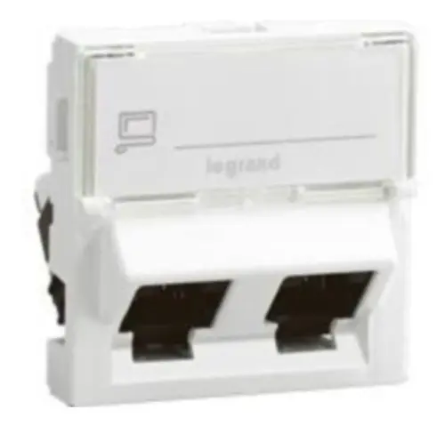 ДВУМОДУЛНА РОЗЕТКА 2xRJ-45 Cat6 FTP LGR 076506  MOSAIC LEGRAND - БЯЛ