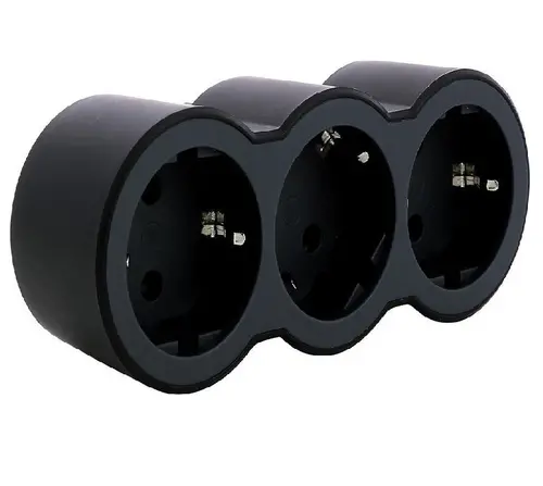 АДАПТЕР 3х ШУКО ПРАВ LEGRAND - ЧЕРНО/СИВ