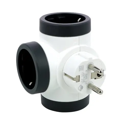 АДАПТЕР 3х ШУКО Т-ОБРАЗЕН LEGRAND - БЯЛ СИВ - image 1