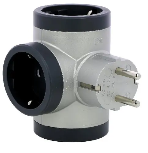 Adaptor 3x Schuko în formă de T LEGRAND - Aluminiu - 2