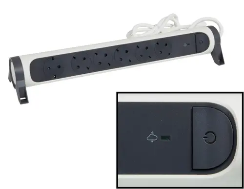 Multipriză 6x Schuko cu cablu 1,5m și protecție LEGRAND - Alb/Gri