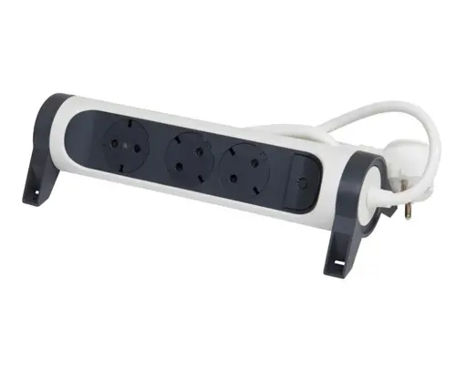 РАЗКЛОНИТЕЛ 3х ШУКО ВЪРТЯЩ СЕ С КАБЕЛ 1,5м LEGRAND - БЯЛ/СИВ