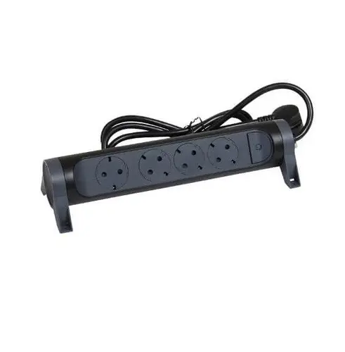 РАЗКЛОНИТЕЛ 4х ШУКО ВЪРТЯЩ СЕ С КАБЕЛ 1,5м LEGRAND - ЧЕРНО/СИВ