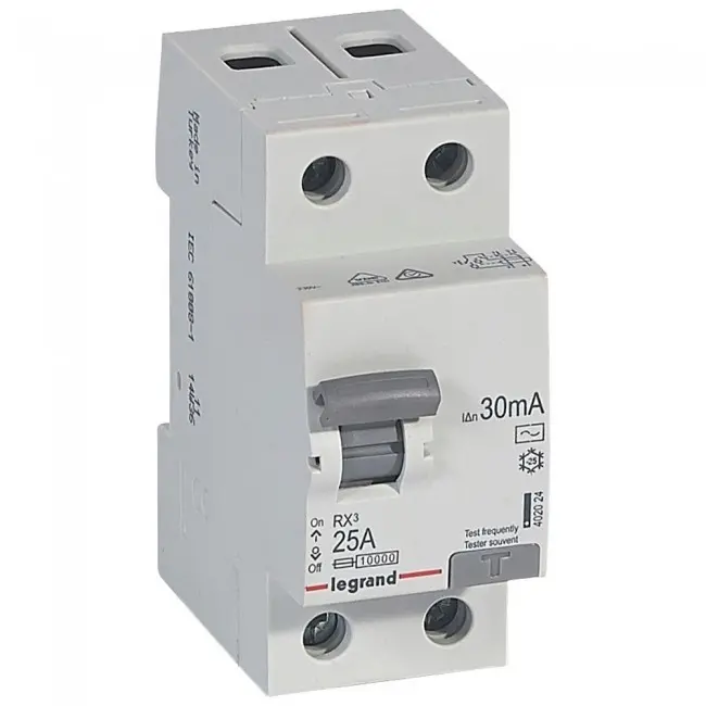 ДЕФЕКТНОТОКОВА ЗАЩИТА RX-3 2Р 25А 30mA 6kA LEGRAND