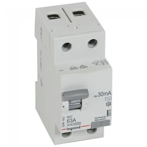 ДЕФЕКТНОТОКОВА ЗАЩИТА RX-3 2Р 63А 30mA 6kA LEGRAND