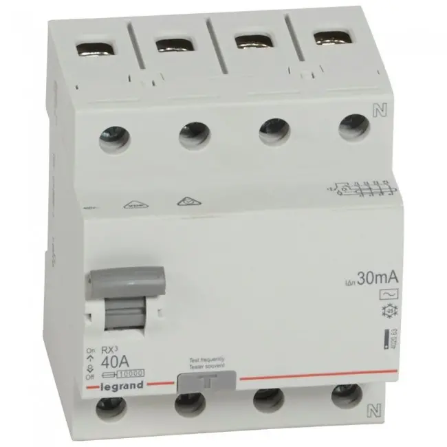 ДЕФЕКТНОТОКОВА ЗАЩИТА RX-3 4Р 40А 30mA 6kA LEGRAND