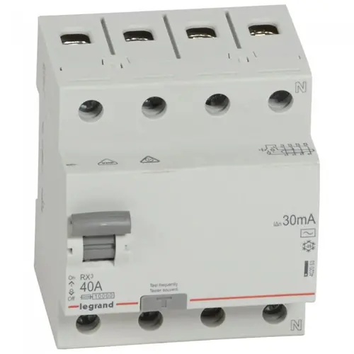 ДЕФЕКТНОТОКОВА ЗАЩИТА RX-3 4Р 40А 30mA 6kA LEGRAND