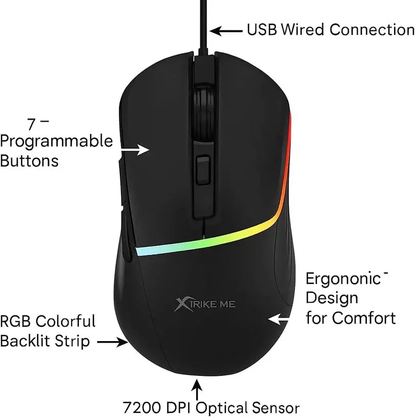 Xtrike ME Геймърска мишка Gaming Mouse GM-322 Black - 7200dpi - image 3