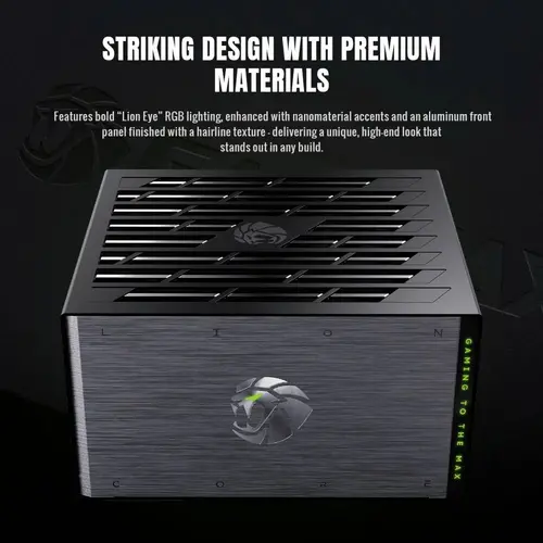 Gamemax τροφοδοτικό PSU ATX 3.1 1000W Platinum, Full Modular - LION CORE 1000P - 4