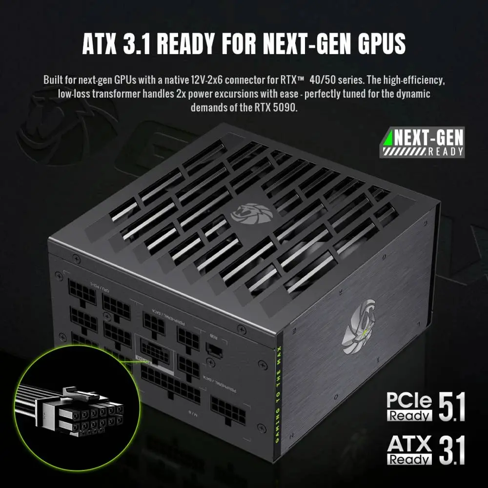 Gamemax τροφοδοτικό PSU ATX 3.1 1000W Platinum, Full Modular - LION CORE 1000P - image 4