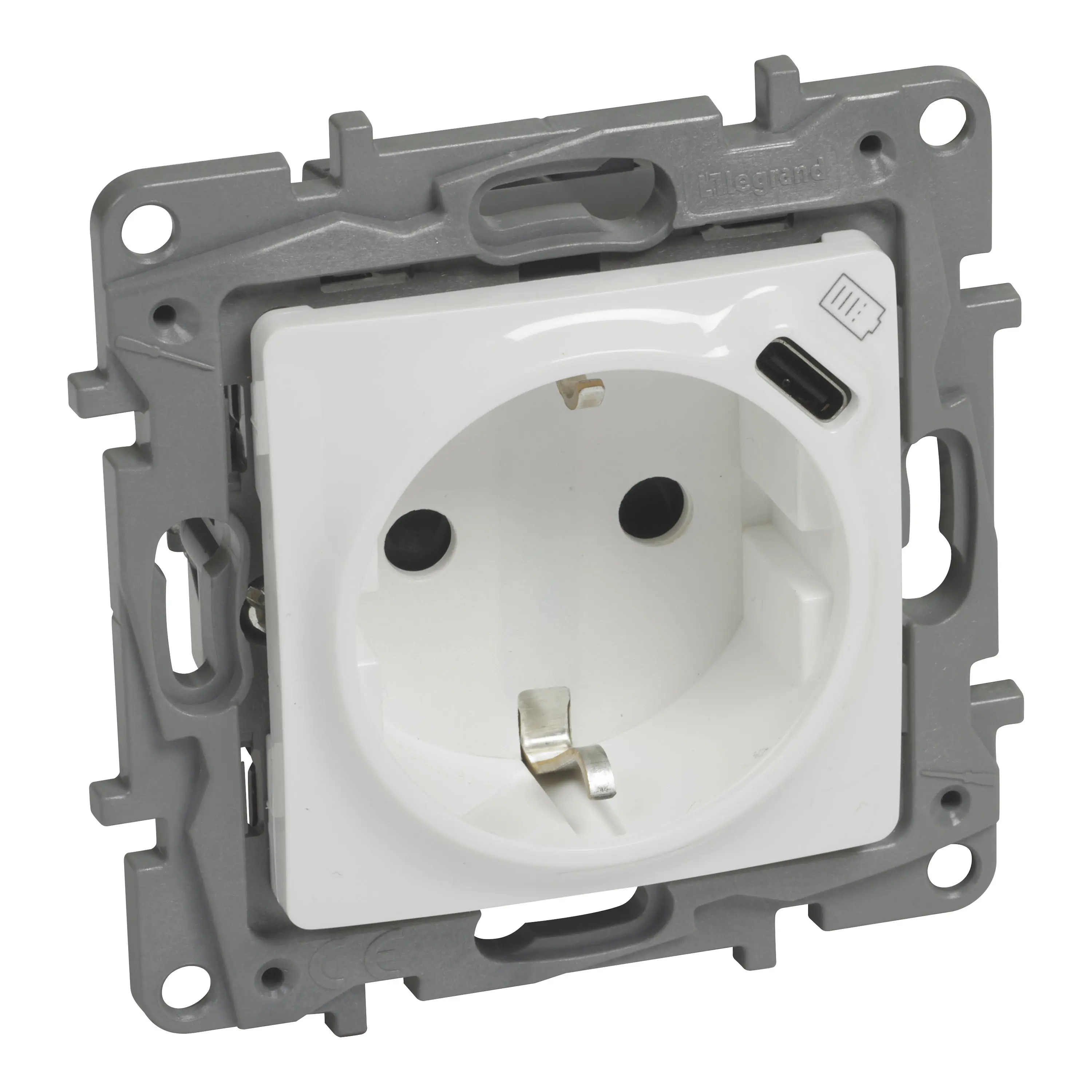 PRIZĂ SCHUKO 2P+E + USB NILOE LEGRAND - ALB