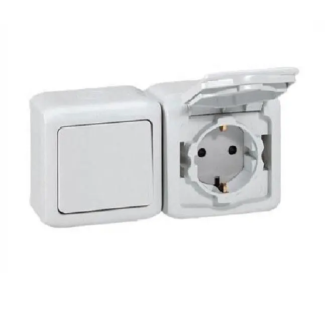 ДВОЕН КОНТАКТ ШУКО ЗА ОТКРИТ МОНТАЖ LG-782374 FORIX LEGRAND - БЯЛ