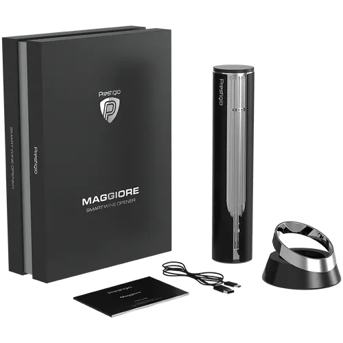 Prestigio Maggiore, smart wine opener, 100% automatic, opens up to 70 bottles without recharging, foil cutter included, premium design, 480mAh battery, Dimensions D 48*H228mm, black + silver color. - image 13