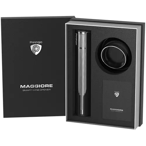 Prestigio Maggiore, smart wine opener, 100% automatic, opens up to 70 bottles without recharging, foil cutter included, premium design, 480mAh battery, Dimensions D 48*H228mm, black + silver color. - image 18