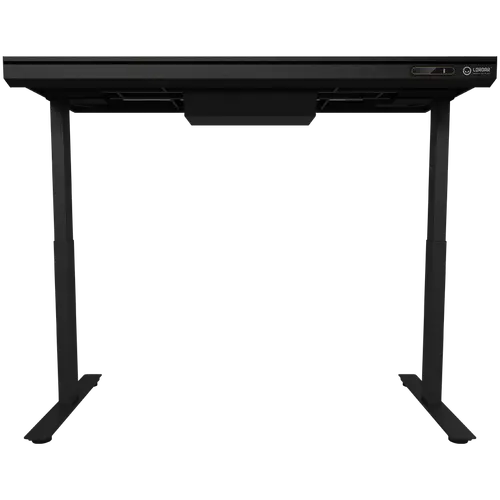 Dual-motor sit/stand adjustable-height gaming desk with wireless charger, RGB lighting, control panel, and USB ports, solid tempered glass tabletop, black. - image 4