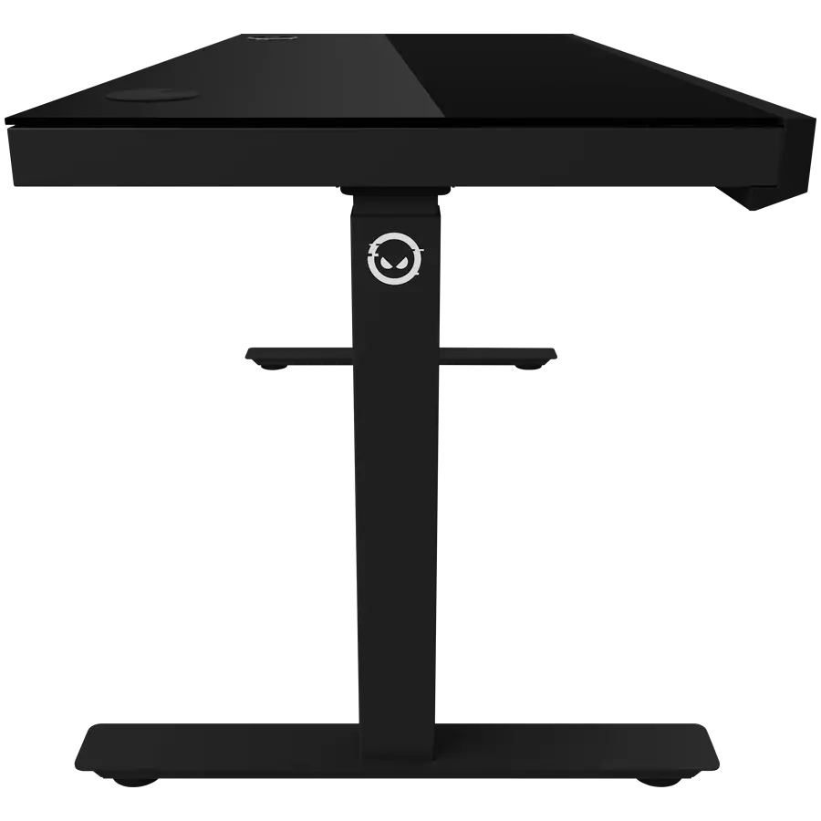 Dual-motor sit/stand adjustable-height gaming desk with wireless charger, RGB lighting, control panel, and USB ports, solid tempered glass tabletop, black. - image 6