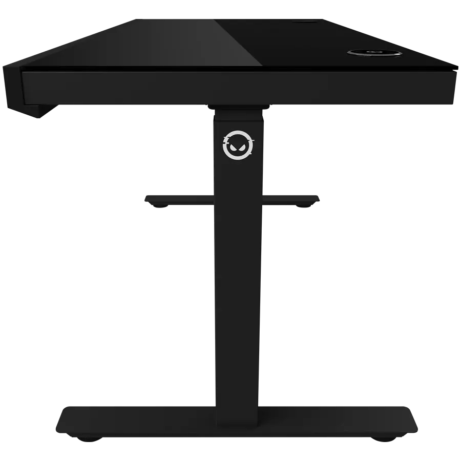 Dual-motor sit/stand adjustable-height gaming desk with wireless charger, RGB lighting, control panel, and USB ports, solid tempered glass tabletop, black. - image 7
