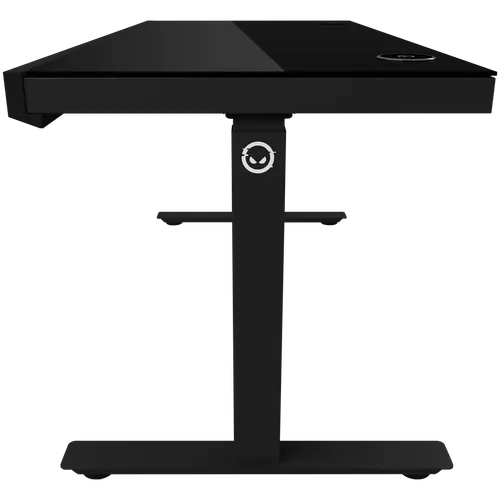 Dual-motor sit/stand adjustable-height gaming desk with wireless charger, RGB lighting, control panel, and USB ports, solid tempered glass tabletop, black. - image 7