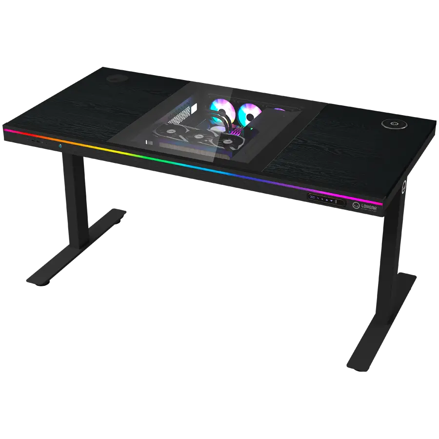 LORGAR Electric Gaming Desk DE90W Dual Motor PC Case Black