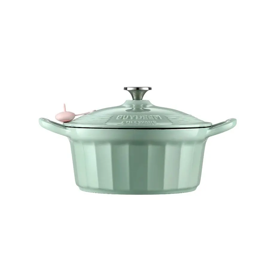 BUYDEEM Oală Dutch Oven din fontă emailată 3,9L, model CP551, culoare Cozy Greenish