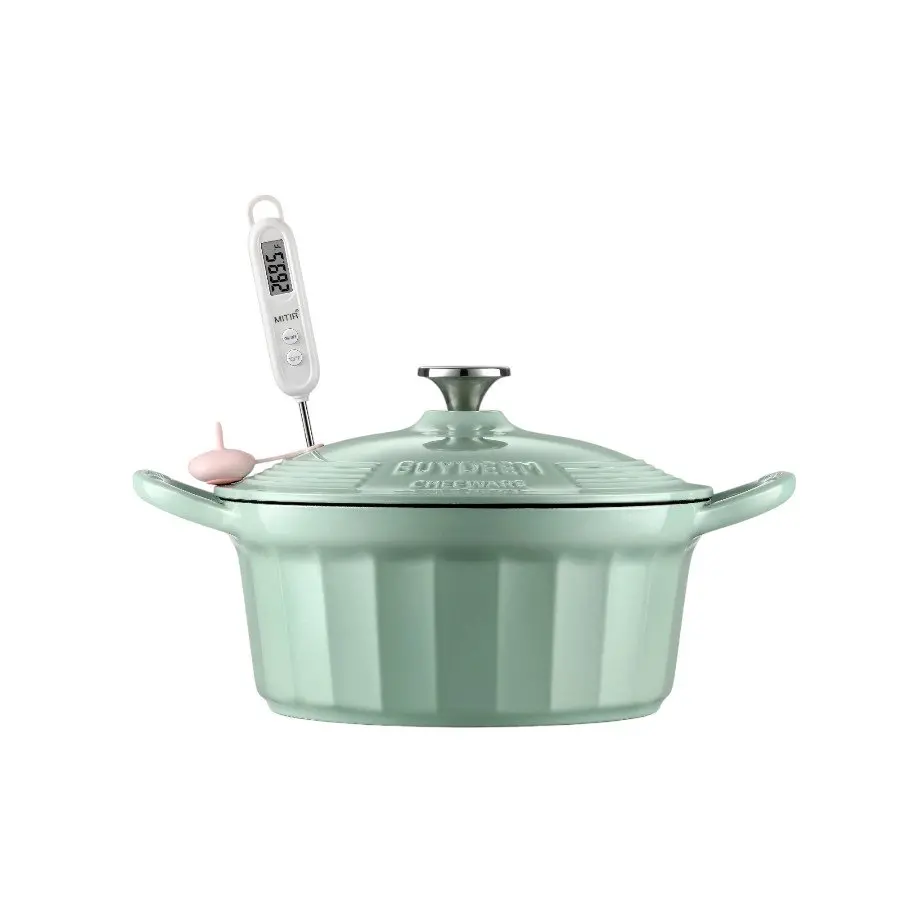 BUYDEEM Oală Dutch Oven din fontă emailată 3,9L, model CP551, culoare Cozy Greenish - image 1