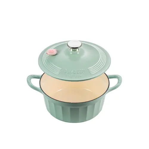 BUYDEEM Oală Dutch Oven din fontă emailată 3,9L, model CP551, culoare Cozy Greenish - 3