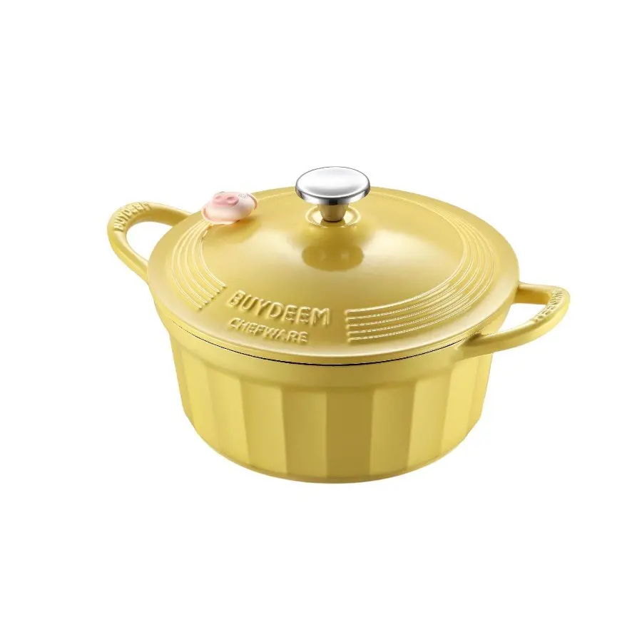 BUYDEEM Γουρούνα (Dutch Oven) από σμάλτο και χυτοσίδηρο 3,9L, μοντέλο CP551, χρώμα Mellow Yellow - image 1