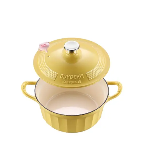 BUYDEEM Γουρούνα (Dutch Oven) από σμάλτο και χυτοσίδηρο 3,9L, μοντέλο CP551, χρώμα Mellow Yellow - 3