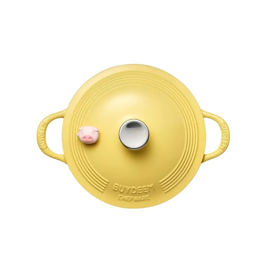 BUYDEEM Oală Dutch Oven din fontă emailată 3,9L, model CP551, culoare Mellow Yellow - image 3