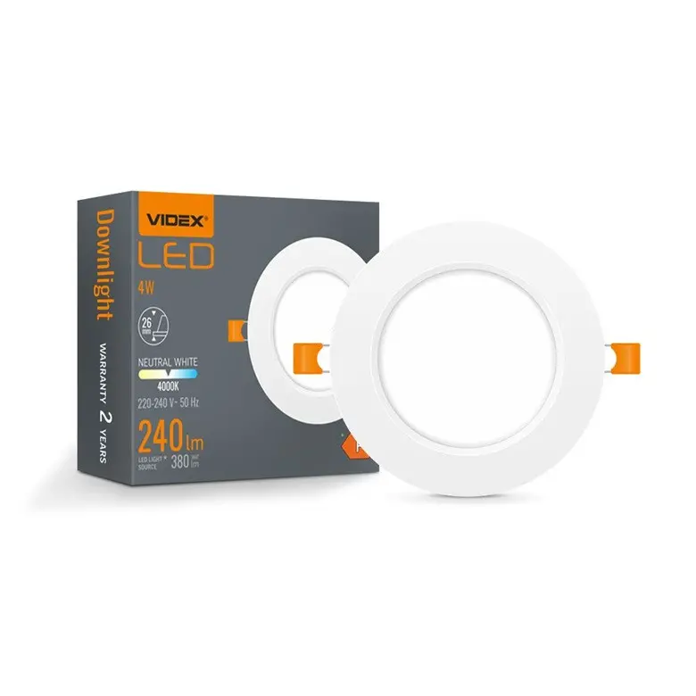 LED φωτιστικό χωνευτό VLE-DLBR-044 DOWNLIGHT RD 4W/4K/WH VIDEX
