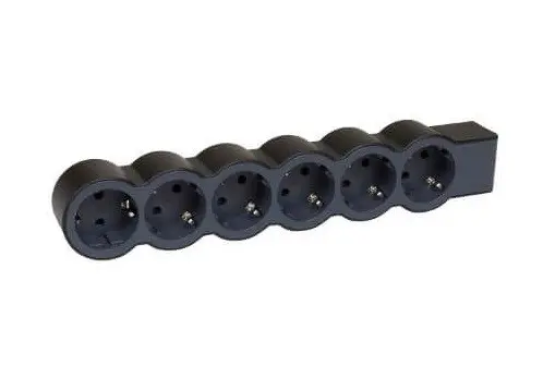 PRELUNGITOR FĂRĂ CABLU 6x SCHUKO LEGRAND - NEGRU/GRI