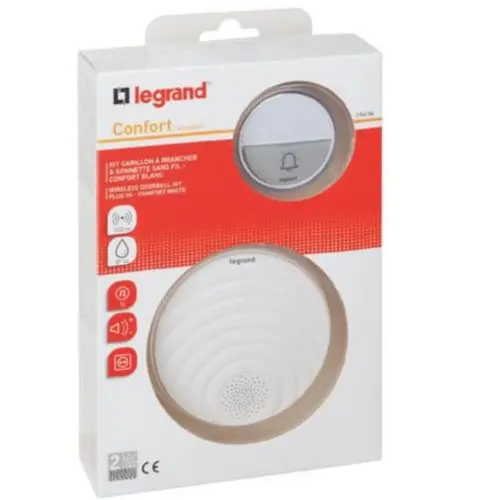 БЕЗЖИЧЕН ЗВЪНЕЦ 220V С ОБХВАТ 100М LGR 94254 LEGRAND - БЯЛ - image 2