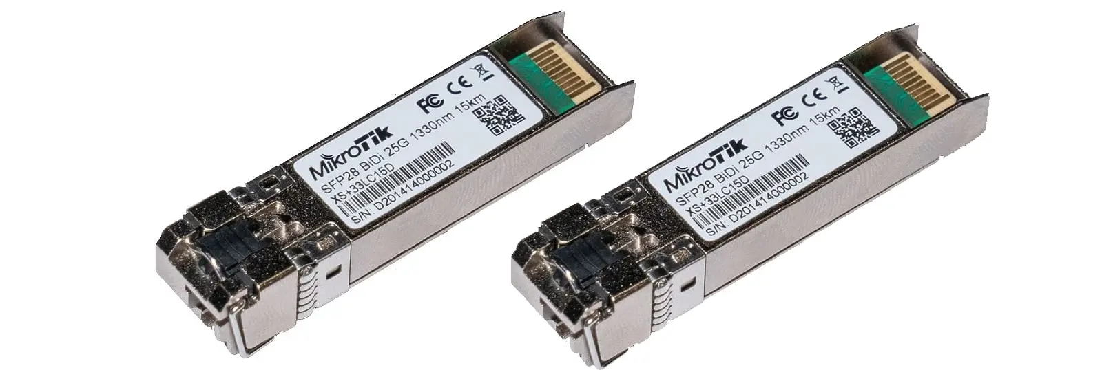 Оптичен модул MikroTik XS+2733LC15D, SFP/SFP+/SFP28, 1/10/25G, SM, 15km, 2бр.