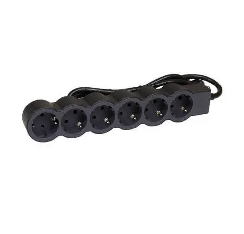 РАЗКЛОНИТЕЛ 6х ШУКО С КАБЕЛ 1,5м LEGRAND - ЧЕРНО/СИВ