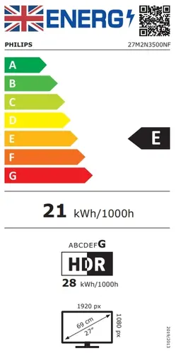 Монитор, Philips 27M2N3500NF, 27" IPS WLED, 2560x1440@144Hz, 4ms GtG, 0.5ms MPRT, 300cd m2, 1000:1, Mega Infinity DCR, Adaptive Sync, FlickerFree, LowBlue Mode, Tilt, HDMI, DP - image 7