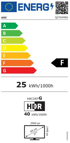 Монитор, AOC Q27G4SRU, 27" Fast IPS WLED, 2560x1440@320Hz, 1ms GtG, 0.3ms MPRT, 450cd m2, 1000:1, Adaptive Sync, FlickerFree, Low Blue Light,  2Wx2, Tilt, Height Adjust, Pivot, Swivel, 2xHDMI, DP, USB hub - image 13