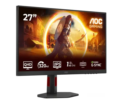 Монитор, AOC Q27G4SRU, 27" Fast IPS WLED, 2560x1440@320Hz, 1ms GtG, 0.3ms MPRT, 450cd m2, 1000:1, Adaptive Sync, FlickerFree, Low Blue Light,  2Wx2, Tilt, Height Adjust, Pivot, Swivel, 2xHDMI, DP, USB hub - image 1