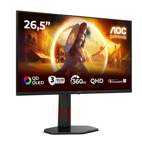 Монитор, AOC Q27G4SDR, 26.5" QD-OLED, 2560x1440@360Hz, 0.03ms GtG, 1000cd m/2, 1.5M:1, Adaptive Sync, FlickerFree, Low Blue Light, Tilt, Height Adjust, Pivot, Swivel, 2xHDMI, DP, USB hub - image 1