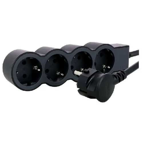 РАЗКЛОНИТЕЛ 4х ШУКО С КАБЕЛ 3м LEGRAND - ЧЕРНО/СИВ