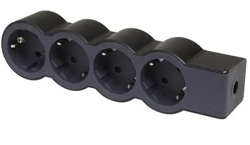 БЕЗКАБЕЛЕН РАЗКЛОНИТЕЛ 4х ШУКО LEGRAND - ЧЕРНО/СИВ