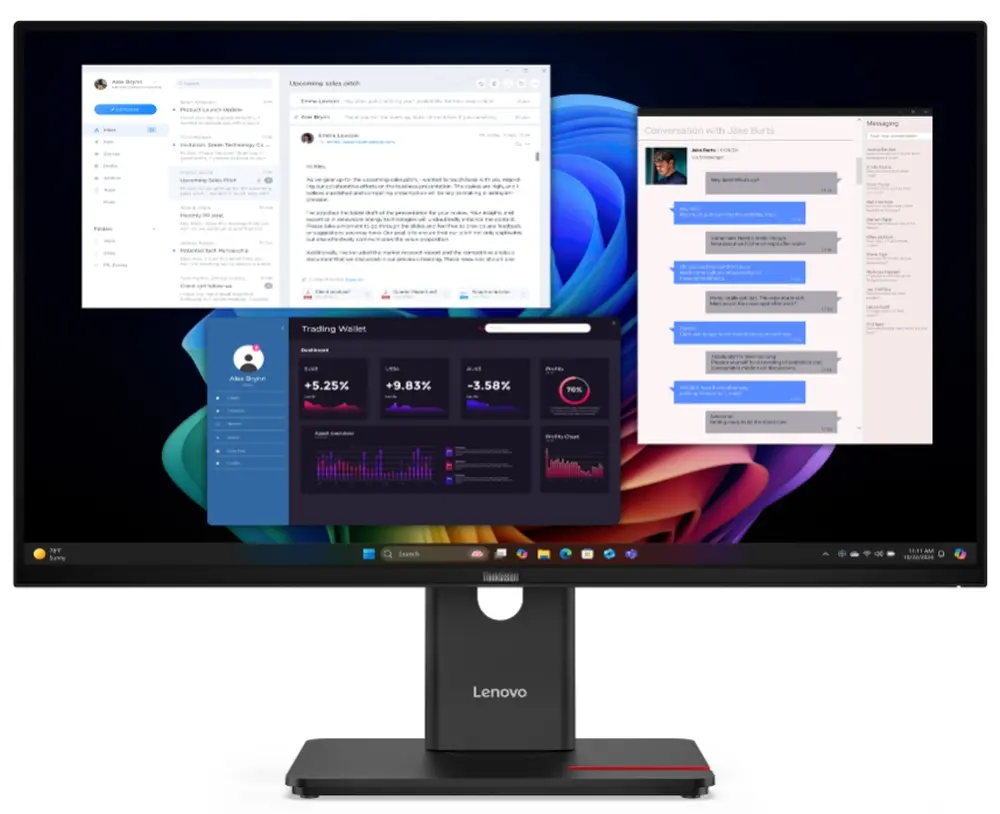 Monitor, Lenovo ThinkVision T27ud-40 27" IPS WLED, 3840x2160, 16:9, 48Hz - 60Hz, 4ms, 350 cd/m2, 1500:1, USB hub, HDMI, USB-C, RJ45, Tilt, Swivel
