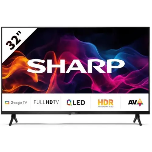 Телевизор, Sharp 32GF3265E, 32" Full HD QLED Google TV, 1920x1080 Frameless, 1 000 000:1, Active Motion 400, DVB-T/T2/C/S/S2, HDR10, Speaker 2x8W, Dolby Digital, Google Cast, HDMI (ARC/CEC), CI+, 3.5mm Headphone jack / line-out, RJ 45, 2xUSB, Wi-Fi, Bluetooth, Mini