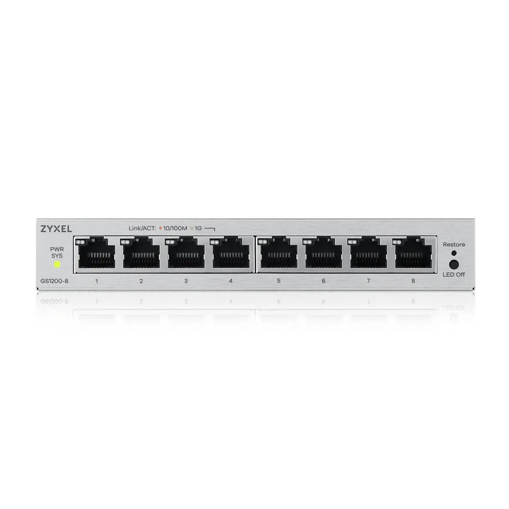 Switch, ZyXEL GS1200-8 v3, switch de birou Gigabit cu 8 porturi cu management web