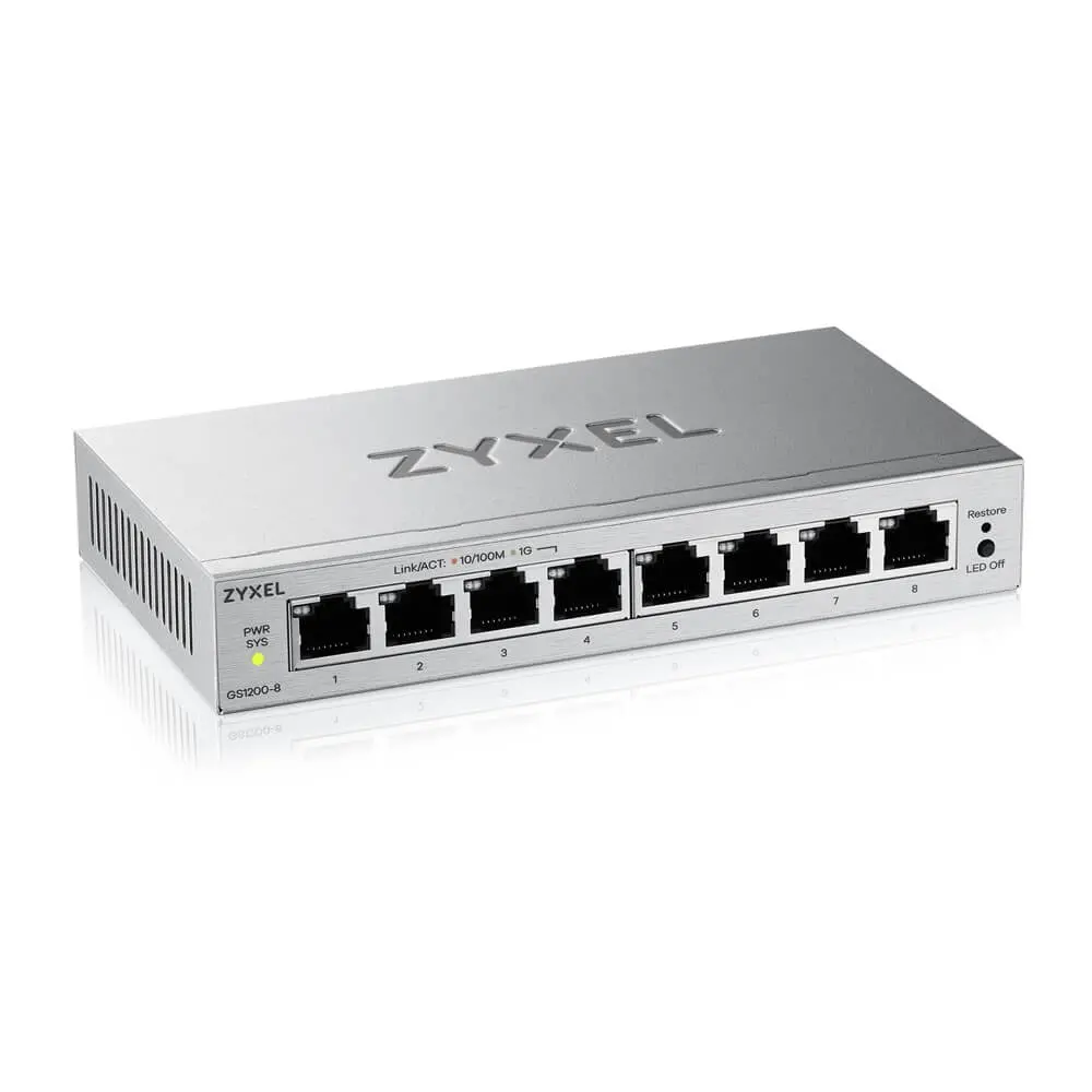 Switch, ZyXEL GS1200-8 v3, επιτραπέζιος Gigabit Switch 8 θυρών με web διαχείριση - image 1