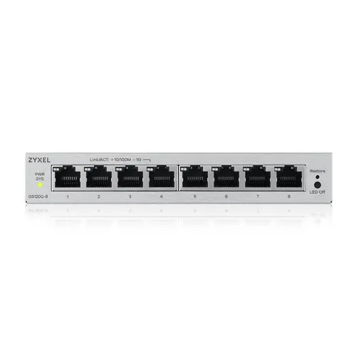 Комутатор, ZyXEL GS1200-8 v3, 8 Port Gigabit webmanaged Desktop Switch