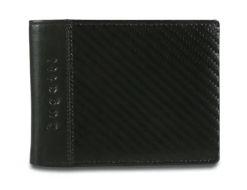 Portofel din piele Bugatti Comet cu clapetă, S, negru - 1